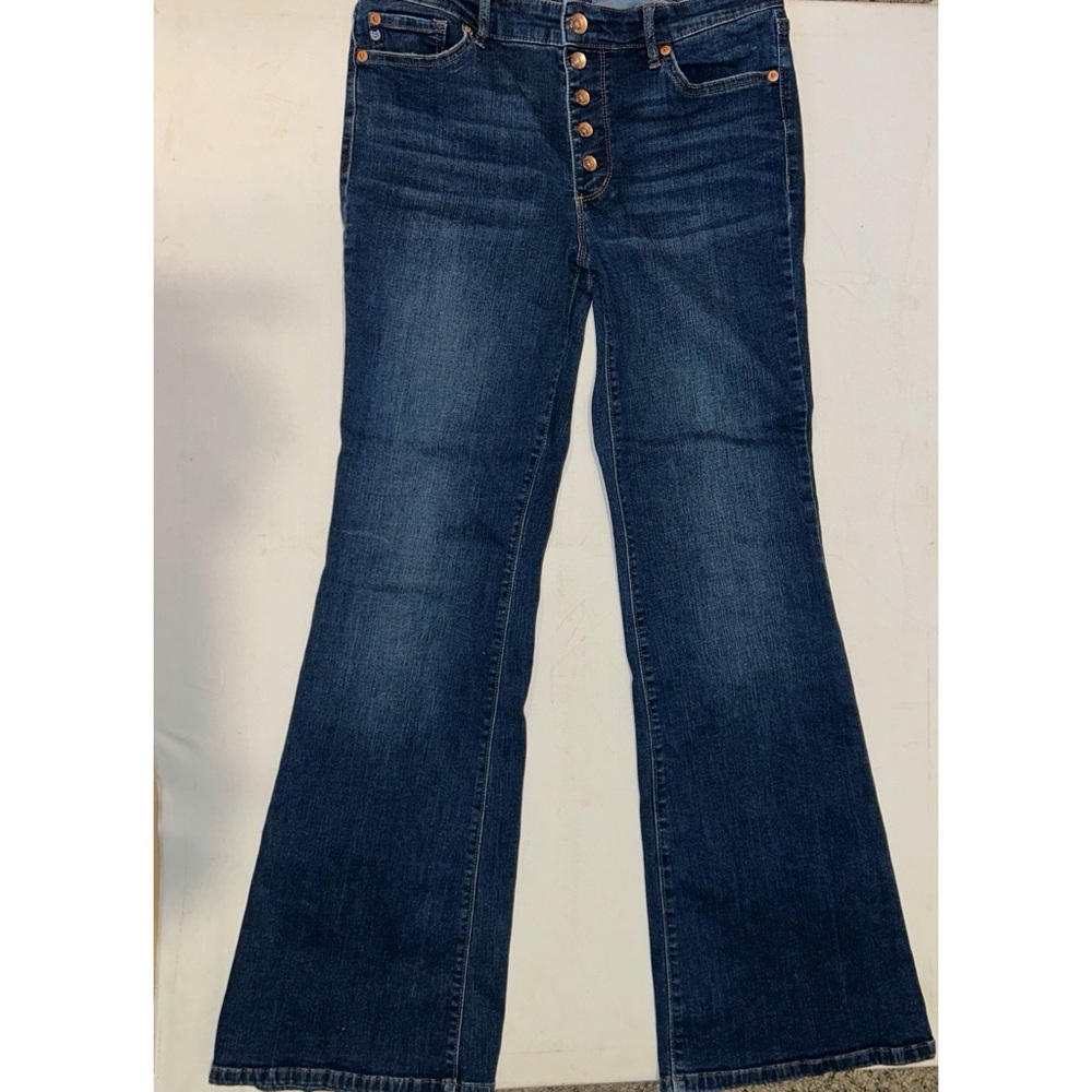 Chaps Flare Dark Blue Mid-Rise Button Fly Jeans